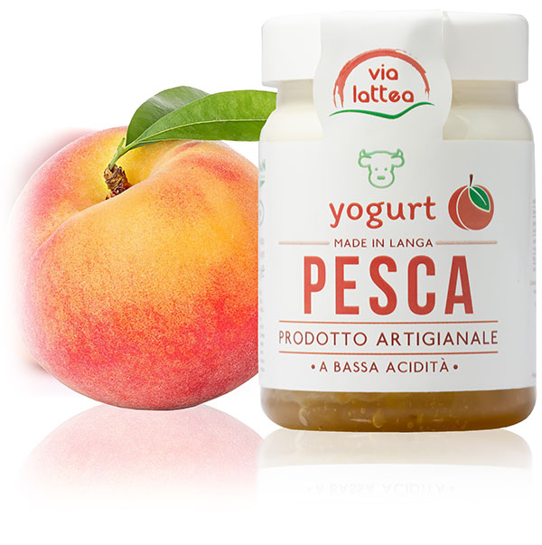 Peach cow yogurt from Langhe Via Lattea